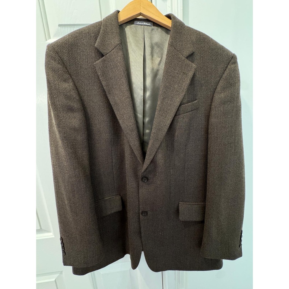 Oscar de la Renta Mens 46L Brown 100% Wool 2 Button Blazer Sport Coat Jacket
